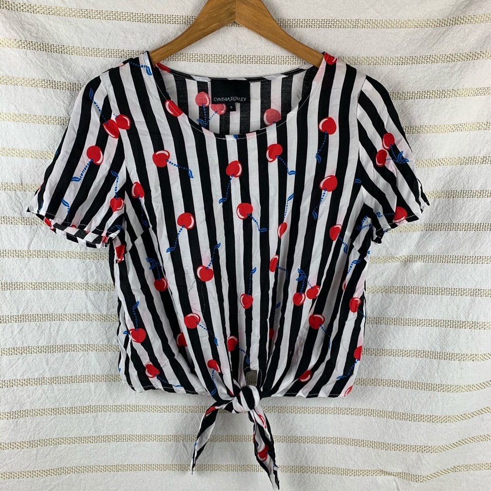 Striped Cherry 🍒 Tie Top